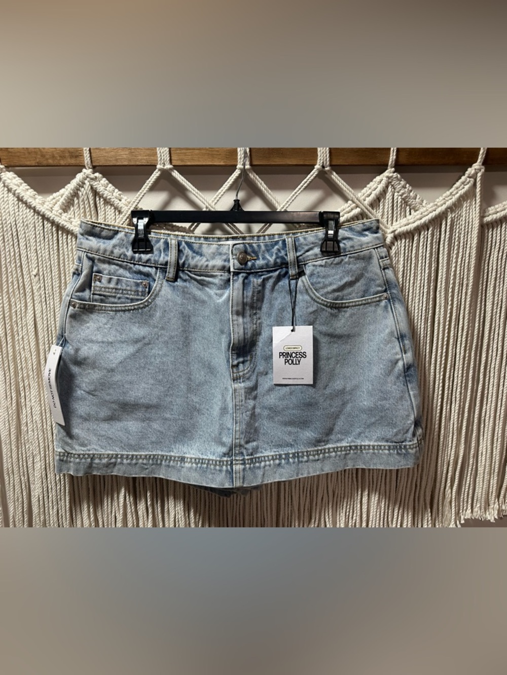 Princess Polly Light Blue Denim Mini Skirt with Front Pockets